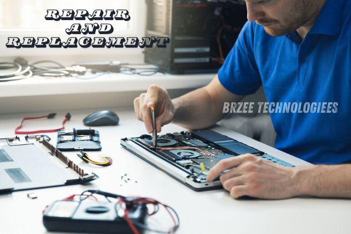 Skilled technician at BrZee Technologiees in Gandhipuram, Coimbatore, meticulously performing laptop repair and replacement services, demonstrating our commitment to maintaining and enhancing your device's performance