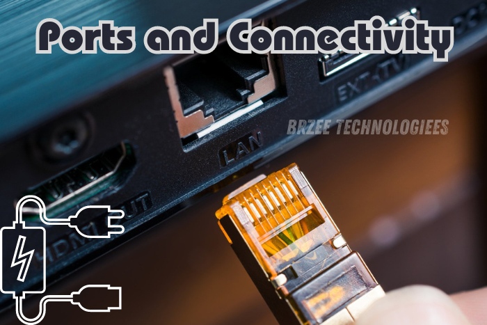 Close-up of network cable being plugged into a computer's LAN port, showcasing ports and connectivity solutions available at BrZee Technologiees in Gandhipuram, Coimbatore, emphasizing our expertise in enhancing your device's connectivity and performance