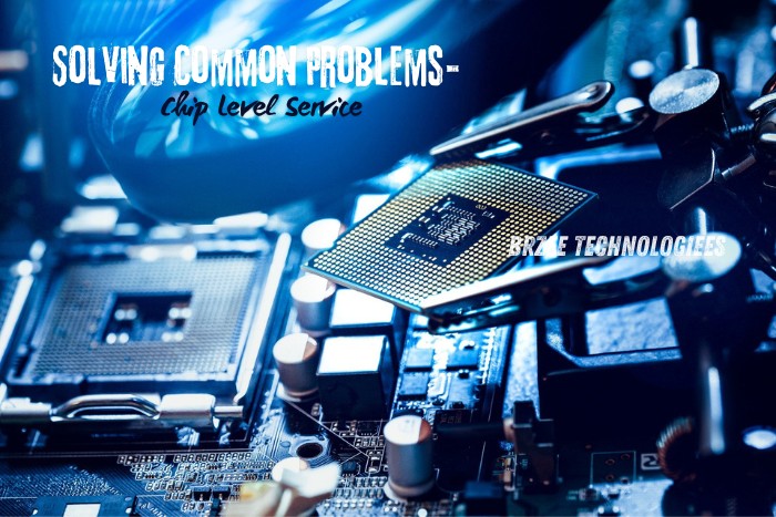 Expert chip level service at BrZee Technologiees in Gandhipuram, Coimbatore, featuring precision repair work on computer motherboards to solve common hardware problems and enhance device performance