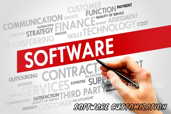 Hand highlighting the word 'Software' among related terms, emphasizing software customization. Enhance your business operations with tailored software solutions from BrZee Technologiees in Gandhipuram, Coimbatore