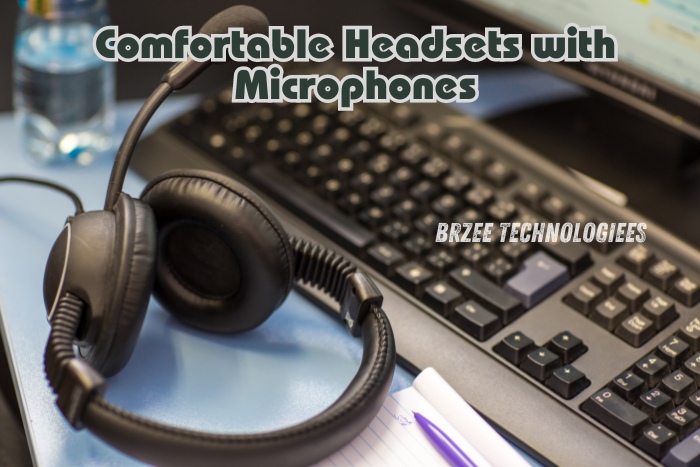 Comfortable headset with a microphone placed on a desk alongside a keyboard at BrZee Technologiees in Gandhipuram, Coimbatore. Perfect for students and professionals seeking budget-friendly, high-quality audio accessories for online classes, calls, and gaming.