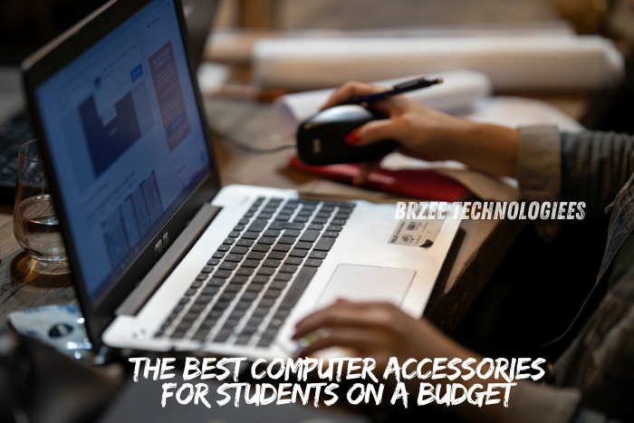 Student using a budget-friendly wireless mouse with a laptop, showcasing the best computer accessories for students on a budget at BrZee Technologiees in Gandhipuram, Coimbatore. Ideal for enhancing productivity and comfort without breaking the bank.