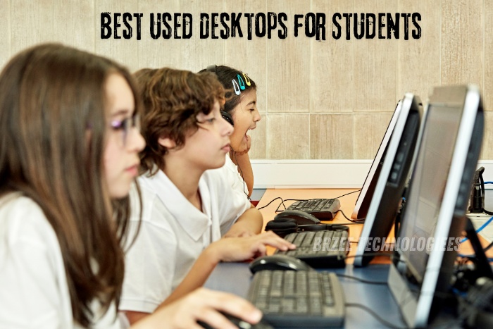 Students using high-quality used desktop computers in a classroom setting, showcasing the reliable and affordable options available at BrZee Technologiees in Gandhipuram, Coimbatore.