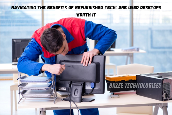 Technician at BrZee Technologiees in Gandhipuram, Coimbatore, carefully refurbishing a desktop computer, highlighting the benefits and value of choosing used desktops for cost-effective and reliable tech solutions